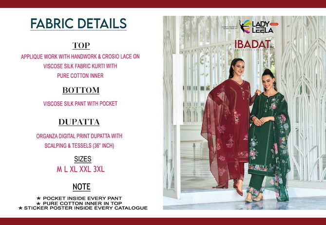 Ibadat 2 By Lady Leela Viscose Silk Readymade Suits Wholesale Market In Surat